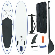 Stand Up Paddleboardset Opblaasbaar En Wit 330 x 72 x 10 cm Blauw