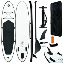 Stand-Up Paddleboard Opblaasbaar En Wit 300 x 72 x 10 cm Zwart
