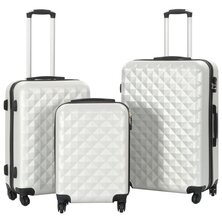 3-delige Harde kofferset ABS helder zilverkleurig