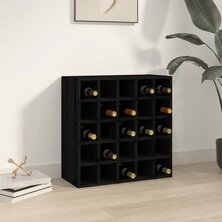 Wijnkast Massief Grenenhout Zwart 56 x 25 x 56 cm met 25 gaten