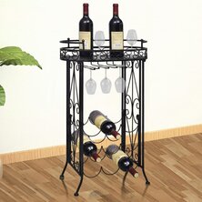 Wijnrek Voor 9 Flessen Met Glazenhouder Metaal 46 x 28.5 x 77.5 cm