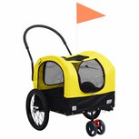 Huisdierenfietskar 2-in-1 aanhanger loopwagen geel en zwart Huisdierenfietskar 2-in-1 aanhanger loopwagen geel en zwart