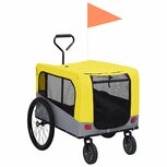 Huisdierenfietskar 2-in-1 aanhanger loopwagen geel en grijs Huisdierenfietskar 2-in-1 aanhanger loopwagen geel en grijs