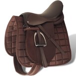 Echt lederen paardrijzadel 17,5" 18 cm (5-in-1 set, bruin) Echt lederen paardrijzadel 17,5" 18 cm (5-in-1 set, bruin)
