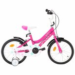 Kinderfiets 16 inch zwart en roze