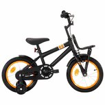 Kinderfiets met voordrager 14 inch zwart en oranje Kinderfiets met voordrager 14 inch zwart en oranje