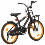 Kinderfiets met voordrager 18 inch zwart en oranje Kinderfiets met voordrager 18 inch zwart en oranje