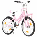 Kinderfiets met voordrager 18 inch roze en zwart Kinderfiets met voordrager 18 inch roze en zwart