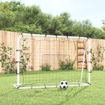 Voetbalrebounder 184x61x123 cm staal en PE wit en zwart Voetbalrebounder 184x61x123 cm staal en PE wit en zwart