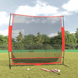 Honkbalnet draagbaar 215x107x216 cm polyester zwart en rood Honkbalnet draagbaar 215x107x216 cm polyester zwart en rood