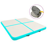 Gymnastiekmat met pomp opblaasbaar 200x200x20 cm PVC groen Gymnastiekmat met pomp opblaasbaar 200x200x20 cm PVC groen
