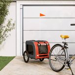 Hondenfietskar oxford stof en ijzer oranje en grijs Hondenfietskar oxford stof en ijzer oranje en grijs