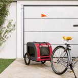 Hondenfietskar oxford stof en ijzer rood en grijs Hondenfietskar oxford stof en ijzer rood en grijs