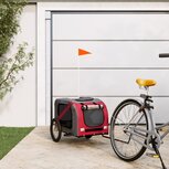 Hondenfietskar oxford stof en ijzer rood en grijs Hondenfietskar oxford stof en ijzer rood en grijs