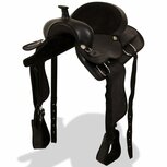 Western zadel, hoofdstel en borstriem 15" echt leer zwart Western zadel, hoofdstel en borstriem 15" echt leer zwart