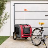 Hondenfietskar oxfordstof en ijzer rood en grijs Hondenfietskar oxfordstof en ijzer rood en grijs