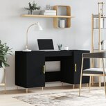 Bureau 140x50x75 cm bewerkt hout zwart Bureau 140x50x75 cm bewerkt hout zwart