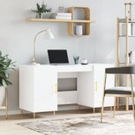 Bureau 140x50x75 cm bewerkt hout hoogglans wit Bureau 140x50x75 cm bewerkt hout hoogglans wit