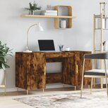 Bureau 140x50x75 cm bewerkt hout gerookt eikenkleurig Bureau 140x50x75 cm bewerkt hout gerookt eikenkleurig