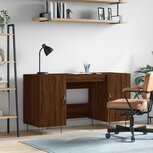 Bureau 140x50x75 cm bewerkt hout bruin eikenkleur Bureau 140x50x75 cm bewerkt hout bruin eikenkleur