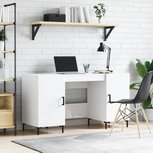 Bureau 140x50x75 cm bewerkt hout hoogglans wit Bureau 140x50x75 cm bewerkt hout hoogglans wit