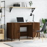 Bureau 140x50x75 cm bewerkt hout bruin eikenkleur Bureau 140x50x75 cm bewerkt hout bruin eikenkleur