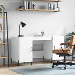 Bureau 140x50x75 cm bewerkt hout hoogglans wit Bureau 140x50x75 cm bewerkt hout hoogglans wit