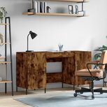 Bureau 140x50x75 cm bewerkt hout gerookt eikenkleurig Bureau 140x50x75 cm bewerkt hout gerookt eikenkleurig