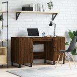 Bureau 140x50x75 cm bewerkt hout bruin eikenkleur Bureau 140x50x75 cm bewerkt hout bruin eikenkleur