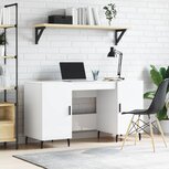 Bureau 140x50x75 cm bewerkt hout hoogglans wit Bureau 140x50x75 cm bewerkt hout hoogglans wit