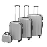 VidaXL Harde rolkoffer set zilver 4-dlg VidaXL Harde rolkoffer set zilver 4-dlg