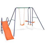 Schommelset met glijbaan en 3 zitjes oranje Schommelset met glijbaan en 3 zitjes oranje