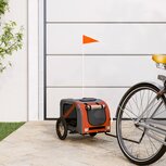 Hondenfietskar oxford stof en ijzer oranje en grijs Hondenfietskar oxford stof en ijzer oranje en grijs