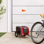 Hondenfietskar oxford stof en ijzer rood en grijs Hondenfietskar oxford stof en ijzer rood en grijs