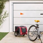 Hondenfietskar oxford stof en ijzer rood en grijs Hondenfietskar oxford stof en ijzer rood en grijs