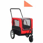 Huisdierenfietskar 2-in-1 aanhanger en loopwagen rood en zwart Huisdierenfietskar 2-in-1 aanhanger en loopwagen rood en zwart