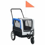 Huisdierenfietskar 2-in-1 aanhanger en loopwagen grijs en blauw Huisdierenfietskar 2-in-1 aanhanger en loopwagen grijs en blauw