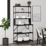 Bakkersrek 6-laags 90x40x180 cm bewerkt hout zwart Bakkersrek 6-laags 90x40x180 cm bewerkt hout zwart
