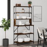 Bakkersrek 6-laags 90x40x180 cm bewerkt hout gerookt eikenkleur Bakkersrek 6-laags 90x40x180 cm bewerkt hout gerookt eikenkleur