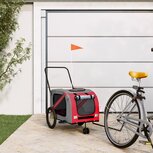 Hondenfietskar oxford stof en ijzer rood en grijs Hondenfietskar oxford stof en ijzer rood en grijs