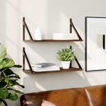 Wandschappen 2 st 60x25x25,5 cm bewerkt hout bruin eikenkleur Wandschappen 2 st 60x25x25,5 cm bewerkt hout bruin eikenkleur