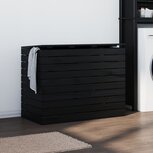 Wasmand 88,5x44x66 cm massief grenenhout zwart Wasmand 88,5x44x66 cm massief grenenhout zwart