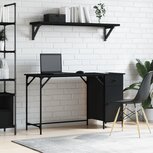Computerbureau 131x48x75 cm bewerkt hout zwart Computerbureau 131x48x75 cm bewerkt hout zwart