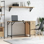 Bureau 131x48x75 cm bewerkt hout sonoma eikenkleurig Bureau 131x48x75 cm bewerkt hout sonoma eikenkleurig