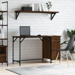 Bureau 131x48x75 cm bewerkt hout bruin eikenkleur Bureau 131x48x75 cm bewerkt hout bruin eikenkleur