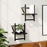 Wandschappen met stangen 2 st 20x25x30 cm zwart Wandschappen met stangen 2 st 20x25x30 cm zwart