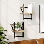 Wandschappen met stangen 2 st 20x25x30 cm sonoma eikenkleurig Wandschappen met stangen 2 st 20x25x30 cm sonoma eikenkleurig