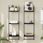 Wandschappen 3-laags met stangen 2 st 30x25x100 cm zwart Wandschappen 3-laags met stangen 2 st 30x25x100 cm zwart