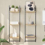 Wandschappen 3-laags met stangen 2 st 30x25x100 cm sonoma eiken Wandschappen 3-laags met stangen 2 st 30x25x100 cm sonoma eiken