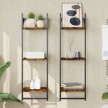 Wandschappen 3-laags stangen 2 st 30x25x100 cm gerookt eiken Wandschappen 3-laags stangen 2 st 30x25x100 cm gerookt eiken